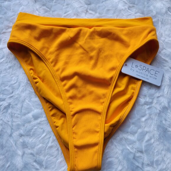L*Space Bikini Bottom Women's Large Orange Ribbed Swimwear by Revolve NWOT - Picture 1 of 5
